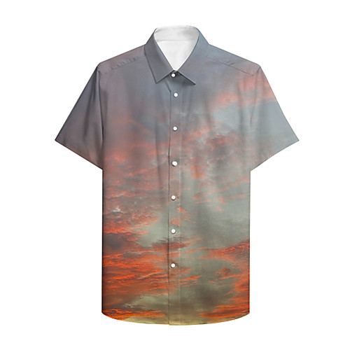 

Men's Shirt 3D Print Graphic 3D Button-Down 3D Print Short Sleeve Casual Tops Casual Hawaiian Rainbow