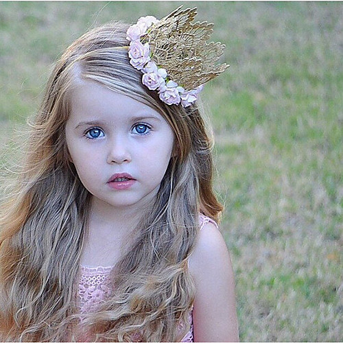 

Girls' For Birthday Party Festival Crown Fabric Golden 1pc