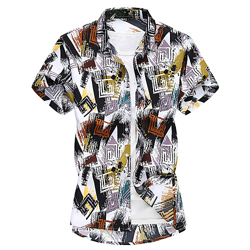 

Men's Shirt Other Prints Graphic Short Sleeve Casual Tops Green Brown