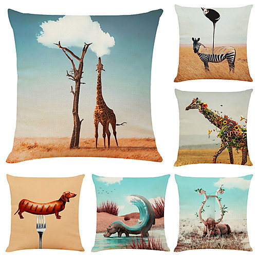 

6 pcs Faux Linen Pillow Cover, 3D Simple Modern Square Zipper Traditional Classic