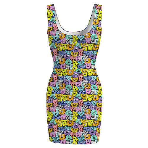 

Women's Sports Dress Short Mini Dress Rainbow Sleeveless Animal Print Spring Summer Round Neck Casual Holiday 2021 S M L XL XXL 3XL
