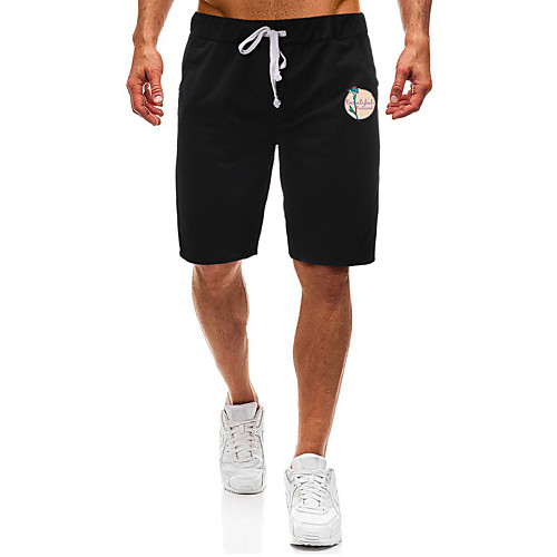 

Casual / Sporty Athleisure Men's Shorts Daily Gym Pants Short Flower Pocket Elastic Drawstring Design Print Black Light Grey