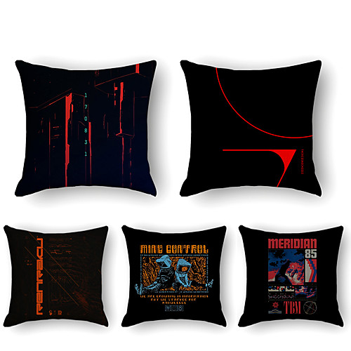 

Cushion Cover 5PCS Linen Soft Print Square Throw Pillow Cover Cushion Case Pillowcase for Sofa Bedroom 45 x 45 cm (18 x 18 Inch) Superior Quality Mashine Washable