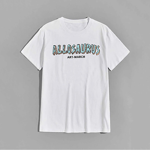 

Men's Unisex T shirt Hot Stamping Dinosaur Plus Size Print Short Sleeve Casual Tops 100% Cotton Basic Casual Fashion White