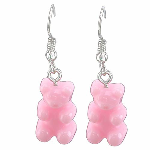 

cngstar candy jelly color gummy bear drop earrings creative dangle earrings for women girls,pink