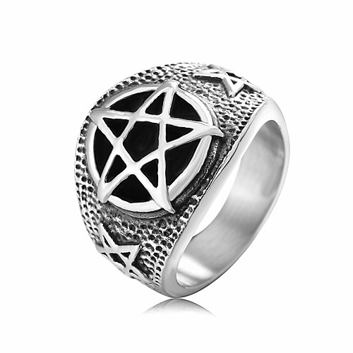 

men's stainless steel rings retro evil satanist inverted pentagram rings jewelry