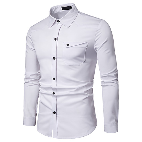

Men's Shirt Other Prints Solid Colored Long Sleeve Daily Tops Simple White Black Wine