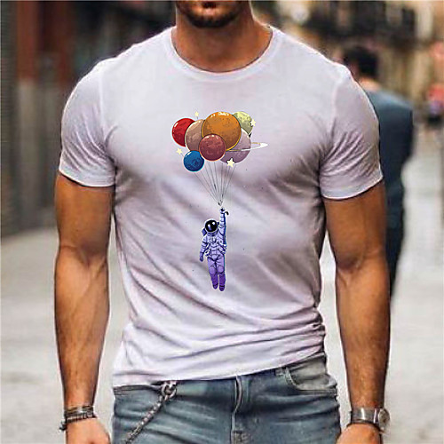 

Men's Unisex T shirt Shirt Hot Stamping Balloon Plus Size Print Short Sleeve Casual Tops 100% Cotton Casual Fashion Round Neck Blue and White Red and White Blue / Summer