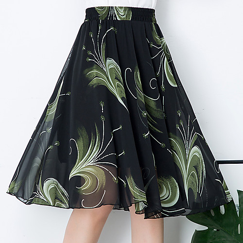 

Women's Date Weekend Streetwear Sophisticated Skirts Graphic Floral Pleated Print White Black Blue