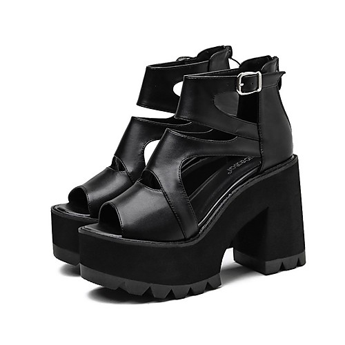 

Women's Sandals Platform Round Toe Booties Ankle Boots Rubber Solid Colored Black / Over The Knee Boots