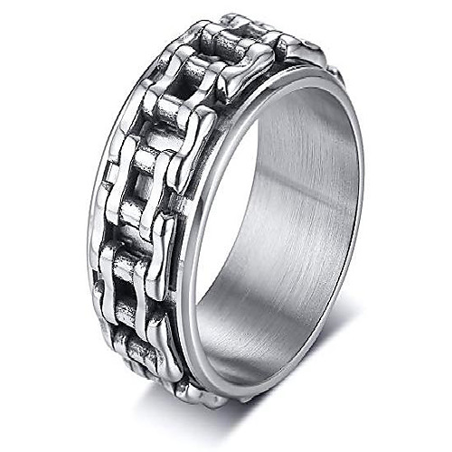 

pj jewelry mens bicycle chain links biker ring stainless steel motorcycle chain spinner ring for stress relief