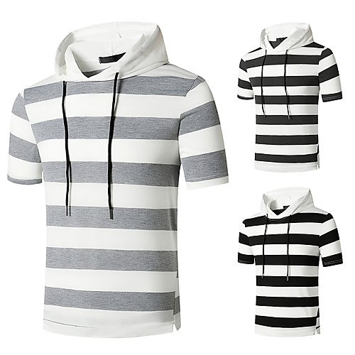 

Men's T shirt non-printing Striped Plus Size Short Sleeve Daily Tops Black / White Light gray Dark Gray