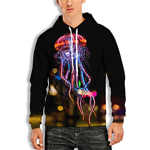 

Men's Pullover Hoodie Sweatshirt Graphic Prints Animal Print Hooded Daily Sports 3D Print 3D Print Casual Hoodies Sweatshirts Long Sleeve Black