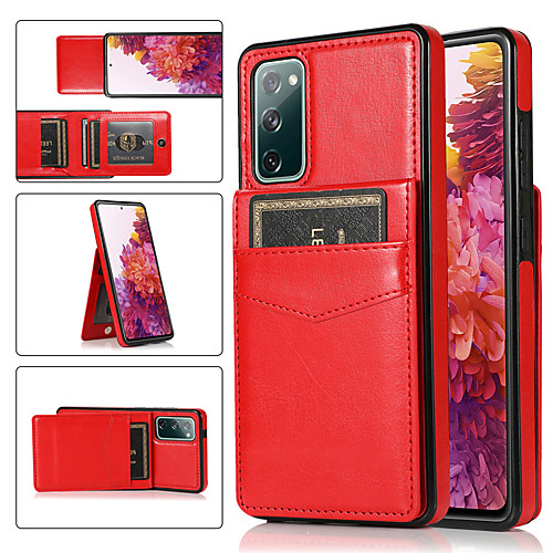 

Phone Case For Samsung Galaxy Back Cover Leather Wallet Card S21 S21 Plus S21 Ultra S20 S20 Plus S20 ultra S20 FE 5G S9 S9 Plus Note 20 Ultra Wallet Card Holder Shockproof Solid Color PU Leather