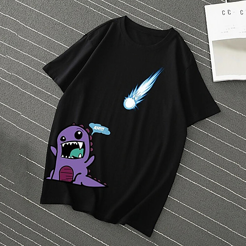 

Men's Unisex T shirt Hot Stamping Monster Plus Size Print Short Sleeve Casual Tops 100% Cotton Basic Casual Fashion White Black