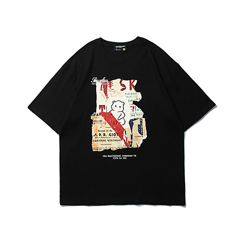 

Men's Unisex T shirt Hot Stamping Graphic Prints Bear Plus Size Print Short Sleeve Casual Tops 100% Cotton Basic Casual Fashion Black Red