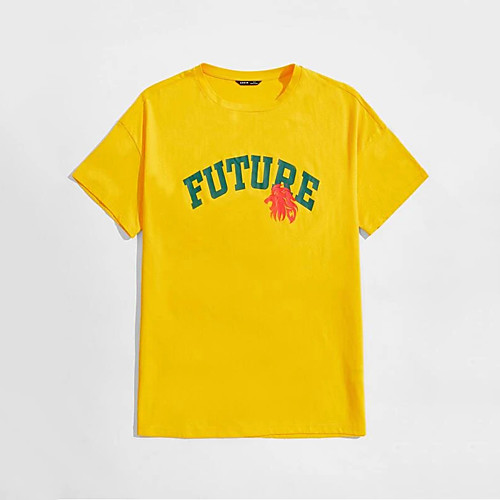 

Men's Unisex T shirt Hot Stamping Letter Plus Size Print Short Sleeve Casual Tops 100% Cotton Basic Casual Fashion Yellow