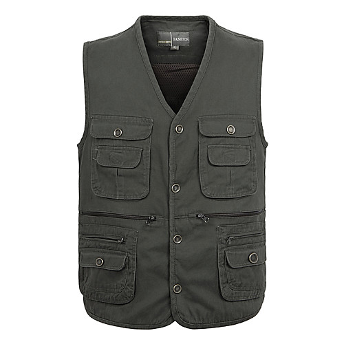 

Men's Fishing Vest Outdoor Breathable Mesh Multi-Pockets Quick Dry Lightweight Vest / Gilet Spring Summer Fishing Photography Camping & Hiking Army Green Dark Green Khaki / Cotton / Sleeveless