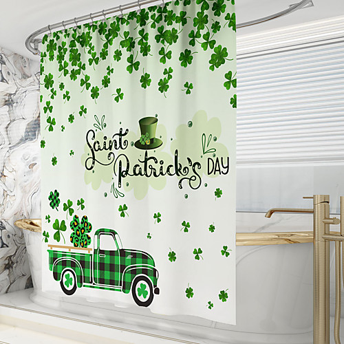 

Shower Curtains with Hooks Rustic Fresh Green Leaf car Polyester Novelty Fabric Waterproof Shower Curtain for Bathroom 72 Inch