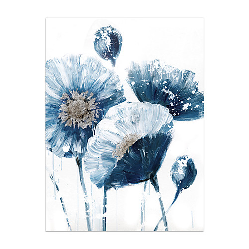 

Oil Painting Hand Painted Vertical Abstract Floral / Botanical Modern Rolled Canvas (No Frame)
