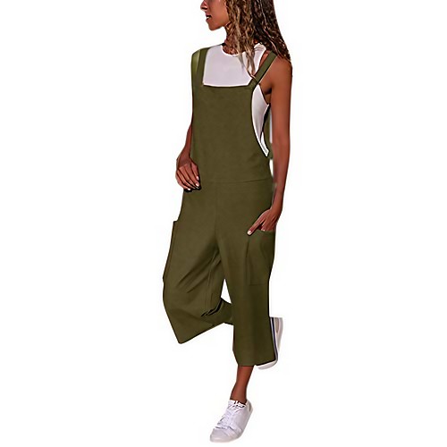 

Women's Casual School Casual Daily 2021 Wine Gray khaki Loose Overall Solid Color