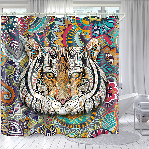 

Color Tiger Head Digital Printing Shower Curtain Shower Curtains Hooks Modern Polyester New Design 72 Inch