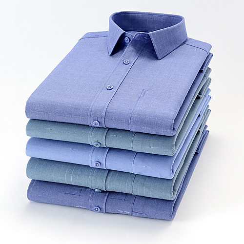 

Men's Shirt Plaid Button-Down Long Sleeve Casual Tops Cotton Business Simple A B C