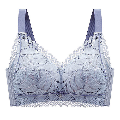 

Women's Plus Size Bra Wireless Full Coverage Lace Textured Sexy Yellow