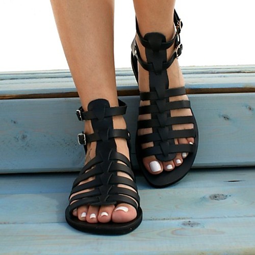 

Women's Sandals Boho Bohemia Beach Gladiator Sandals Roman Sandals Flat Heel Round Toe Casual Vintage Classic Daily Beach PU Synthetics Summer Light Brown Black Gold