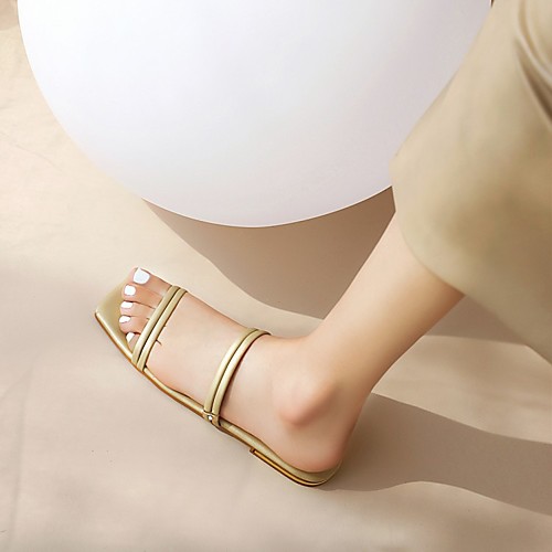 

Women's Sandals Chunky Heel Square Toe PU Synthetics Champagne Gold Silver