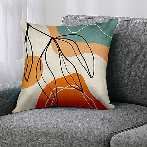 

Double Side 1 Pc Leaf Cushion Cover Print 45x45cm Faux Linen for Sofa Bedroom