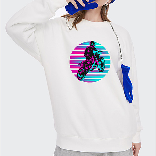 

Women's Hoodie Sweatshirt Portrait Print Daily Other Prints Basic Hoodies Sweatshirts Loose Blue Blushing Pink White