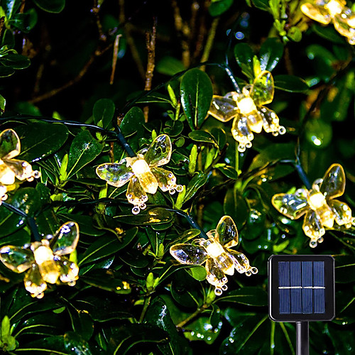 

Outdoor Solar LED String Light 6.5m 30LEDs Outdoor Waterpoof Butterfly Warm White Colorful White 8 Mode Outdoor Waterproof Fairy Light Wedding Patio Garden House Holiday Decoration Lamp Garden Light