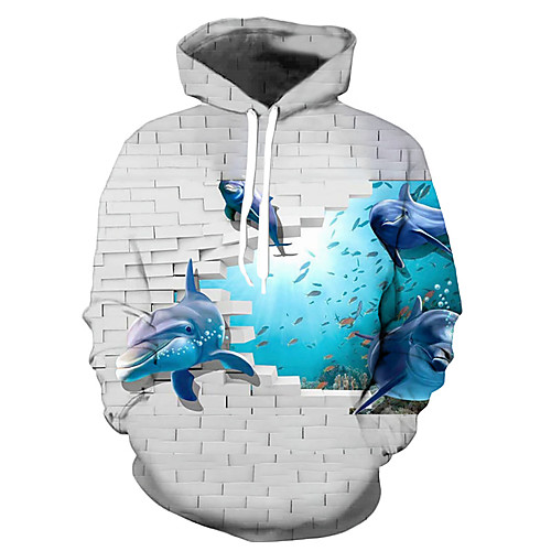 

Men's Pullover Hoodie Sweatshirt Graphic Prints Animal Print Hooded Daily Sports 3D Print 3D Print Casual Hoodies Sweatshirts Long Sleeve White