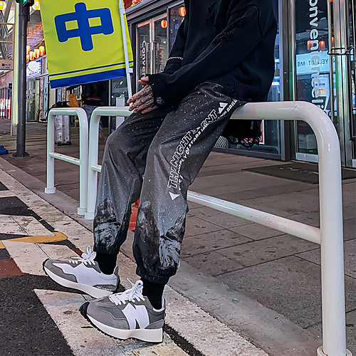 

Men's Casual / Sporty Streetwear Outdoor Sports Casual Weekend Pants Sweatpants Pants Graphic Prints Full Length Drawstring Dark Gray
