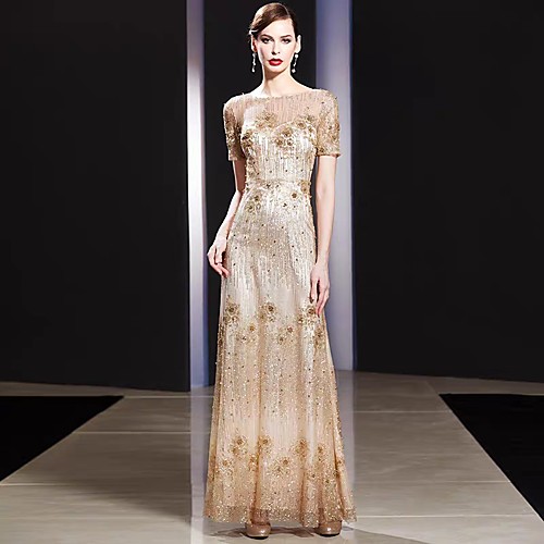 

A-Line Jewel Neck Floor Length Lace Bridesmaid Dress with Appliques