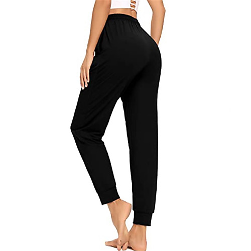 

Women's Yoga Sports Sports Gym Yoga Chinos Sweatpants Pants Plain Full Length Drawstring Elastic Waist Black