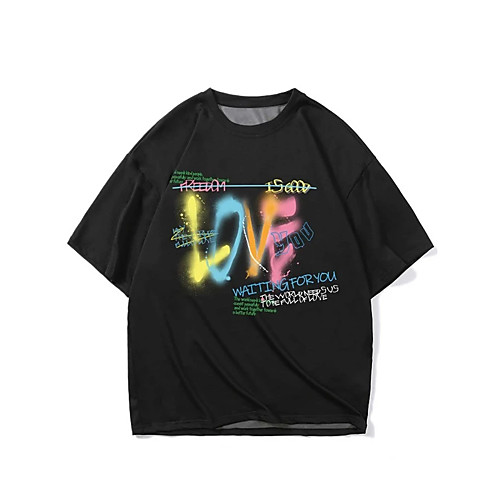 

Men's Unisex T shirt Hot Stamping Letter Plus Size Print Short Sleeve Casual Tops 100% Cotton Basic Casual Fashion Black