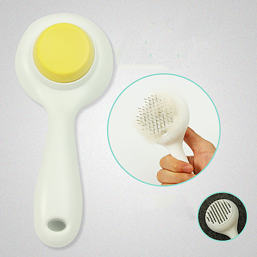 

Dog Cat Grooming Cleaning Pet Grooming Brush Plastic Stainless steel Comb Dog Clean Supply Pet Hair Remover Removing Matted Tangled Easy to Clean Self Cleaning Pet Grooming Supplies White Pink