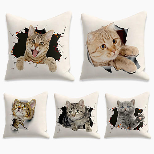 

Cushion Cover 5PCS Faux Linen Soft Print Square Throw Pillow Cover Cushion Case Pillowcase for Sofa Bedroom 45 x 45 cm (18 x 18 Inch) Superior Quality Mashine Washable