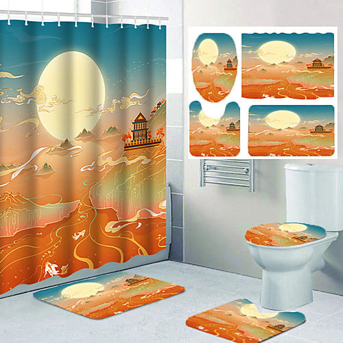 

Bathroom Shower Curtains & Hooks Casual Polyester Waterproof