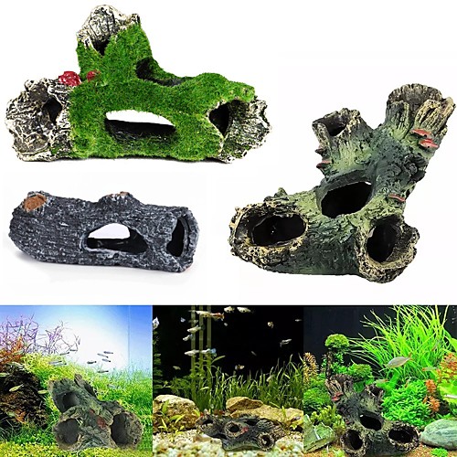 

Simulation Resin Artificial Dead Wood Hole Hiding Cave Habitat Aquarium Fish Tank Ornament DIY Home Decor Pet House