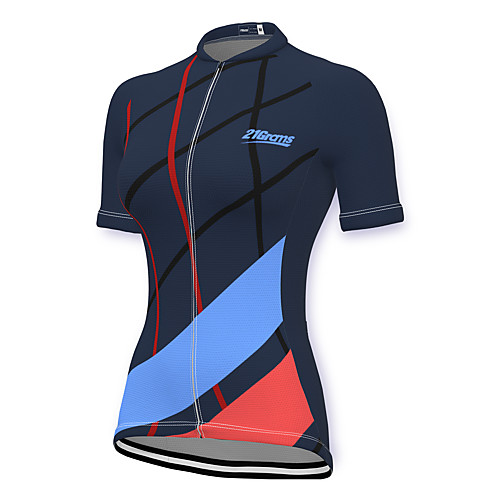 

21Grams Women's Short Sleeve Cycling Jersey Summer Spandex Polyester Blue Bike Jersey Top Mountain Bike MTB Road Bike Cycling Quick Dry Moisture Wicking Breathable Sports Clothing Apparel / Stretchy