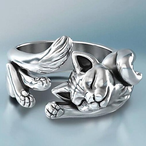 

Band Ring Silver Alloy Cat Cute 1pc Adjustable / Women's / Open Cuff Ring