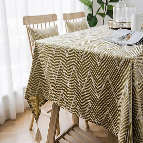

Table Cloth polyester fibre Dust-Proof Contemporary Geometric Tabel cover Table decorations for Daily Wear rectangule 6060 cm Navy blue wave four white tassels 1 pcs