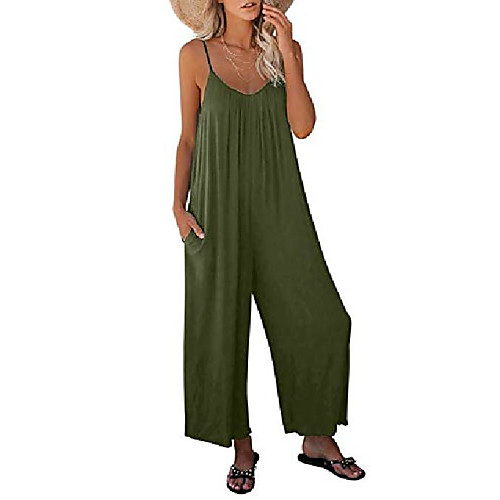 

Women's Casual 2021 Silver Gray ArmyGreen Black Loose Jumpsuit Solid Color