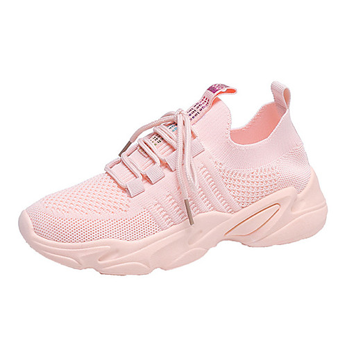 

Women's Trainers Athletic Shoes Flyknit Shoes Flat Heel Round Toe Classic Daily Running Shoes Tissage Volant Solid Colored Summer White Yellow Black