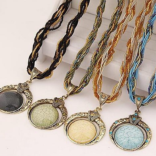 

Women's Turquoise Pendant Necklace Boho Alloy Blue Yellow Green Black Red 40 cm Necklace Jewelry 1pc For Festival