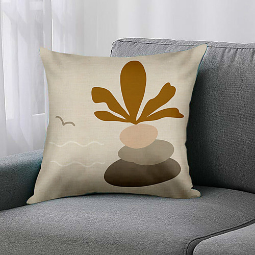 

Double Side 1 Pc Leaf Cushion Cover Print 45x45cm Faux Linen for Sofa Bedroom