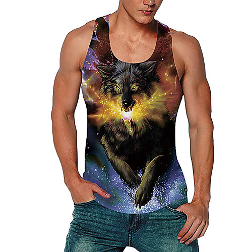 

Men's Tank Top Vest Undershirt Shirt 3D Print 3D 3D Print Print Sleeveless Daily Tops Casual Beach Rainbow / Summer